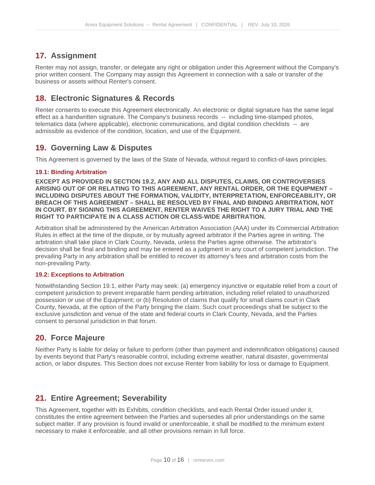 Rental agreement, page 10 of 16