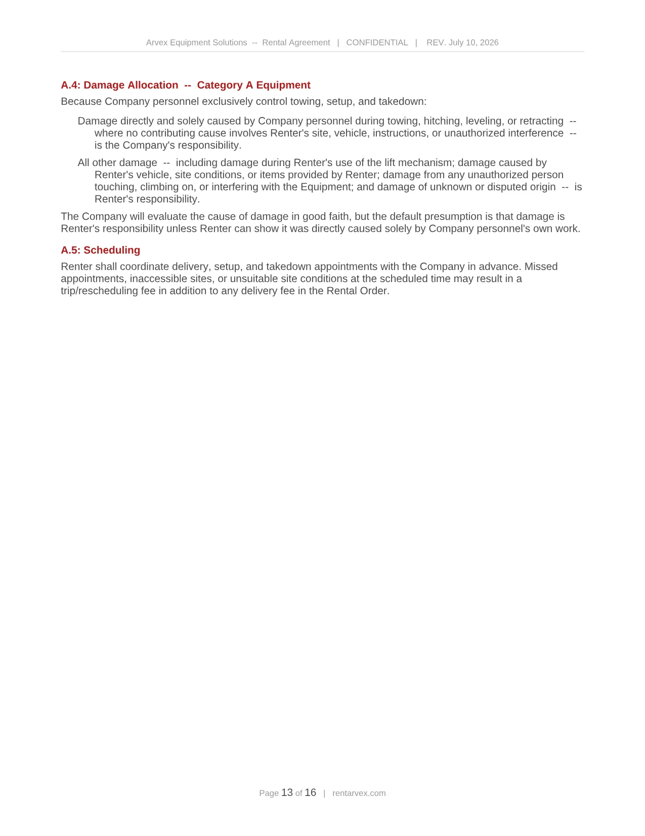 Rental agreement, page 13 of 16