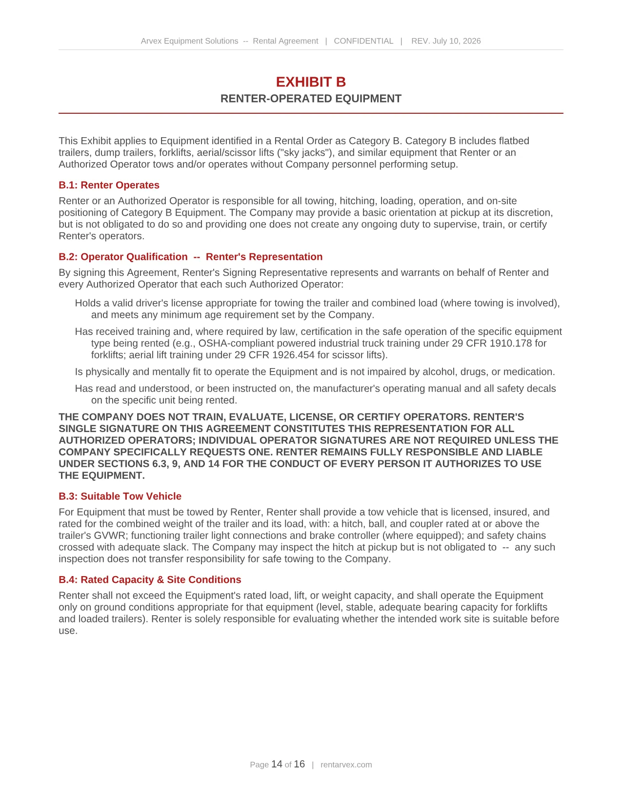 Rental agreement, page 14 of 16