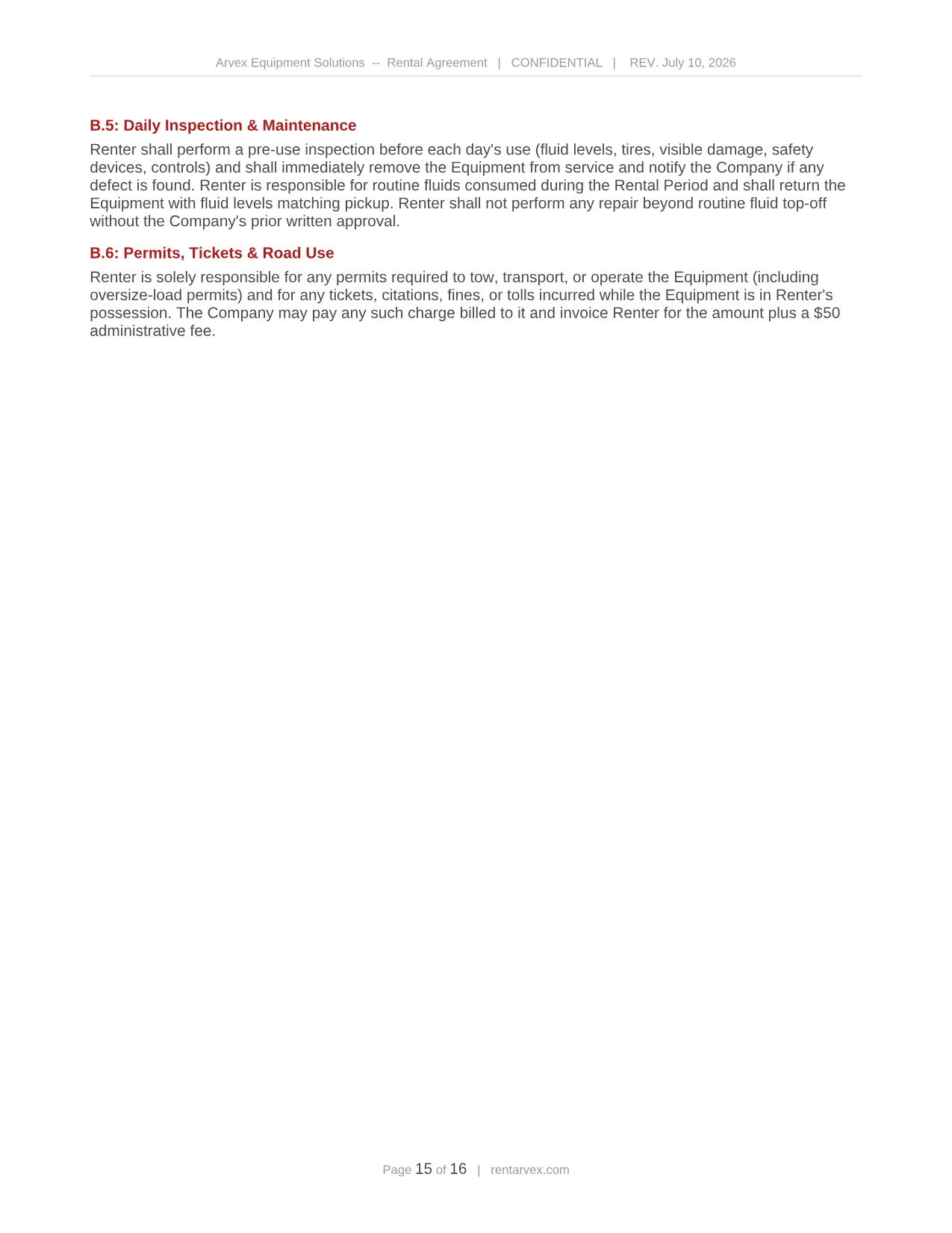 Rental agreement, page 15 of 16