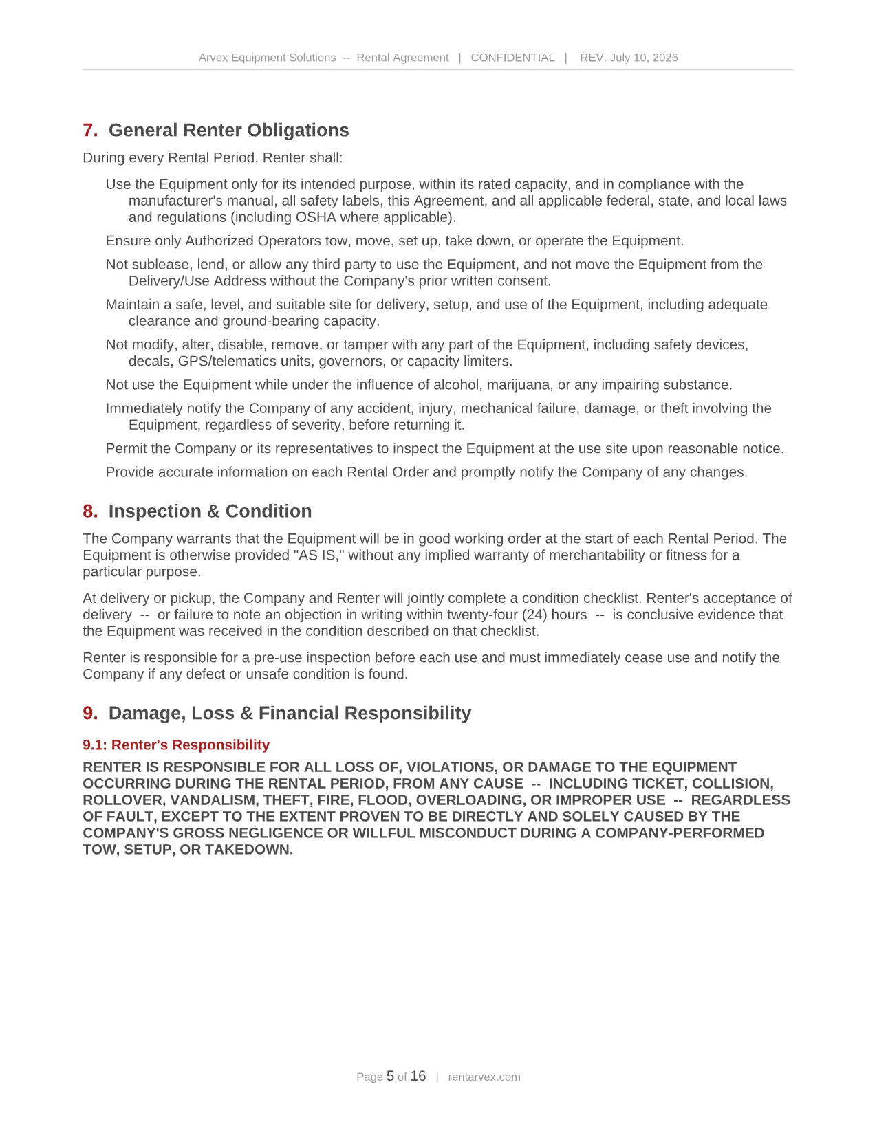 Rental agreement, page 5 of 16
