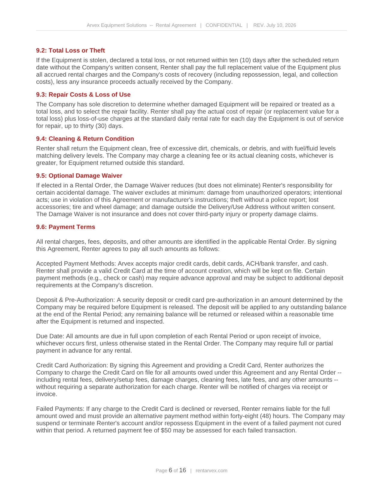 Rental agreement, page 6 of 16