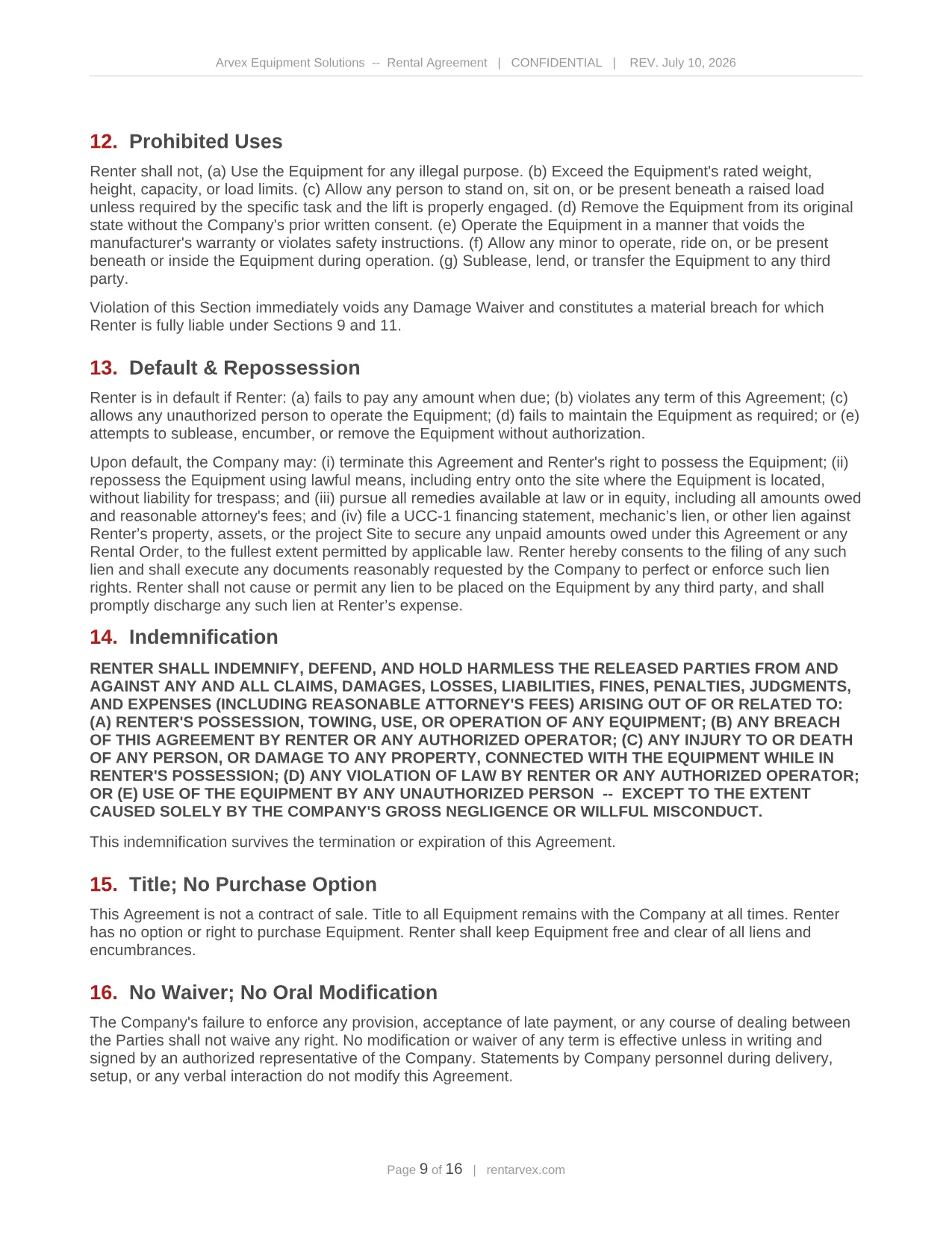 Rental agreement, page 9 of 16